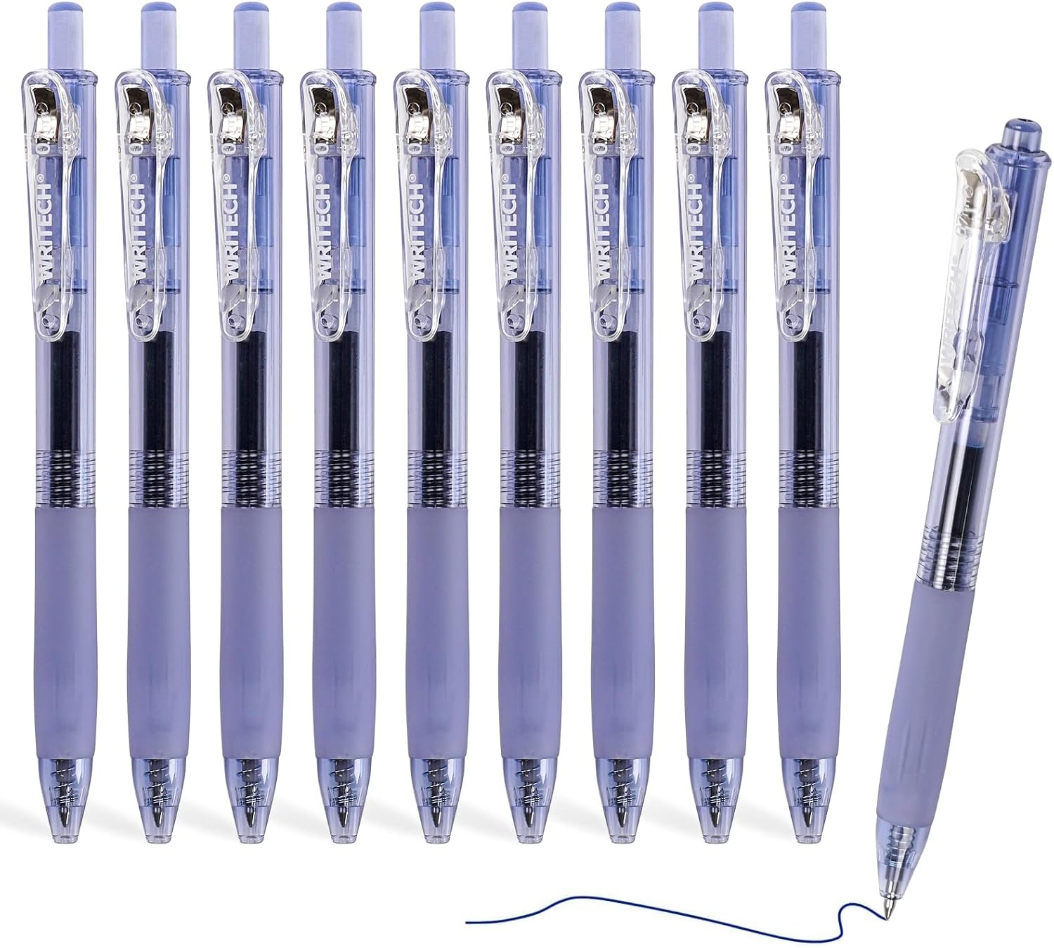 image:imageWRITECH Retractable Gel Ink Pens 07mm Medium Point BlueInk Color Pen for Journaling Smooth Writing Fine Tip Quickdry Ink No Bleed Set 10ct