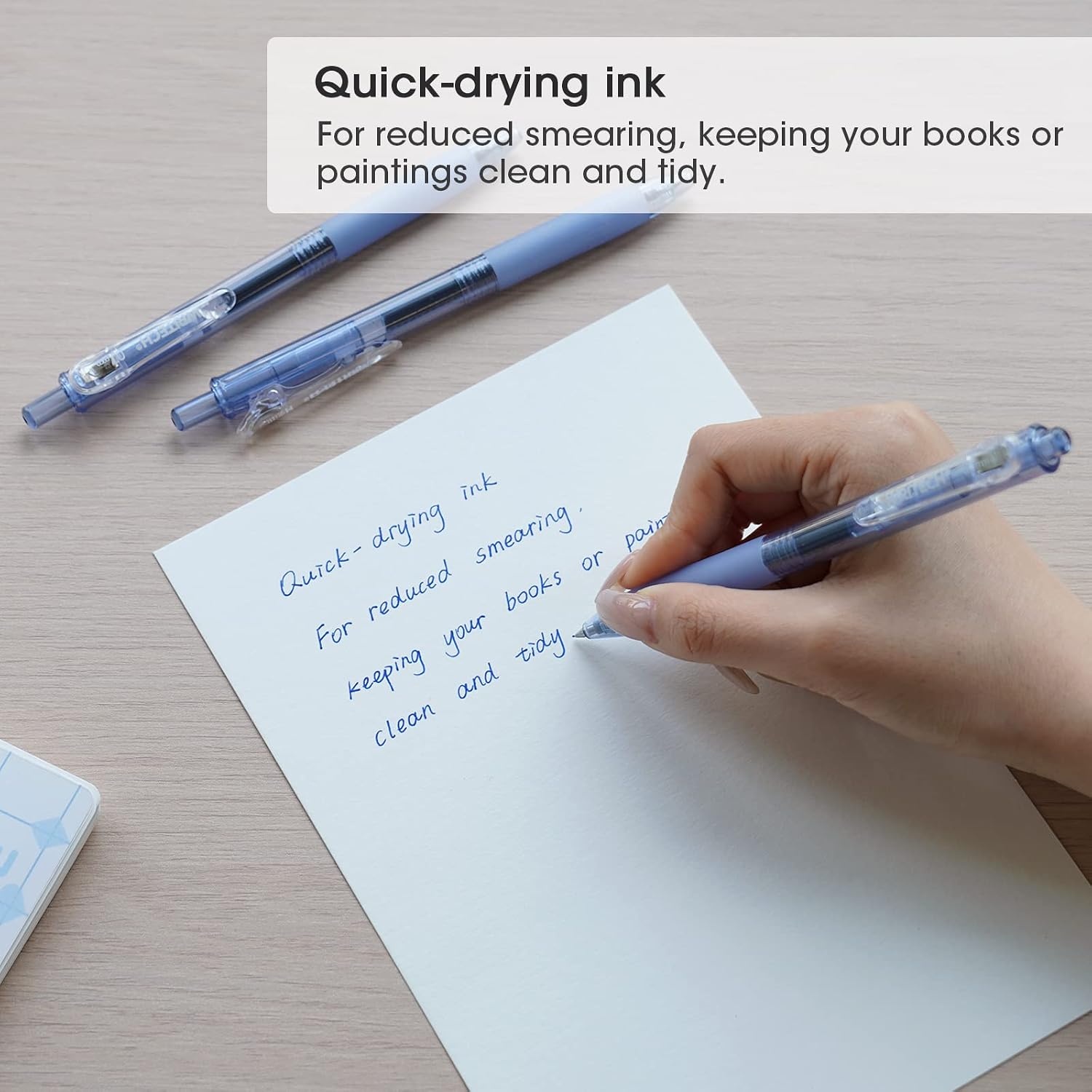 image:imageWRITECH Retractable Gel Ink Pens 07mm Medium Point BlueInk Color Pen for Journaling Smooth Writing Fine Tip Quickdry Ink No Bleed Set 10ct