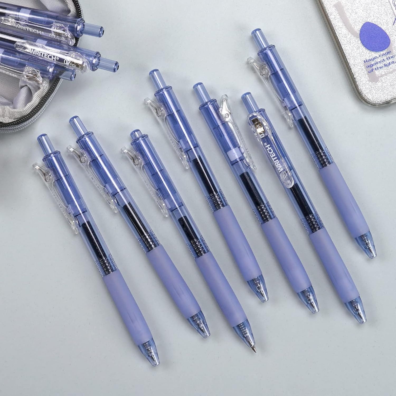 image:imageWRITECH Retractable Gel Ink Pens 07mm Medium Point BlueInk Color Pen for Journaling Smooth Writing Fine Tip Quickdry Ink No Bleed Set 10ct
