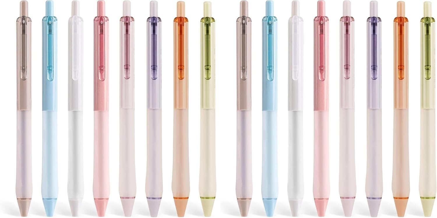 image:imageWRITECH Retractable Gel Ink Pens Fine Point 07mm Assorted Color Soft Grip 8ct No Bleed amp Smear Extra Smooth Writing Bullet Tip Colored Pen Set for Journaling ColoringBlack
