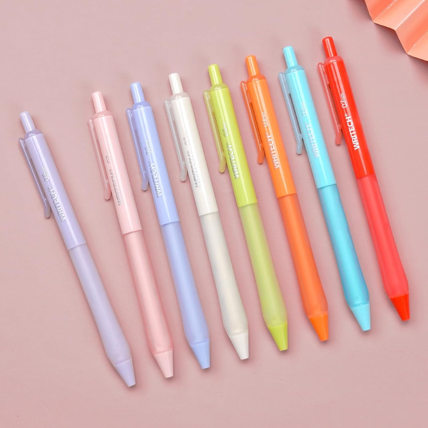 image:imageWRITECH Retractable Gel Ink Pens Fine Point 07mm Assorted Color Soft Grip 8ct No Bleed amp Smear Extra Smooth Writing Bullet Tip Colored Pen Set for Journaling ColoringMulticolor