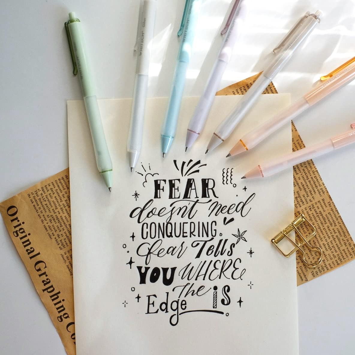 image:imageWRITECH Retractable Gel Ink Pens Fine Point 07mm Assorted Color Soft Grip 8ct No Bleed amp Smear Extra Smooth Writing Bullet Tip Colored Pen Set for Journaling ColoringBlack