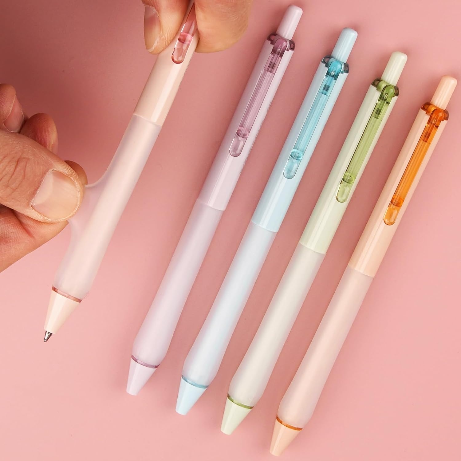 image:imageWRITECH Retractable Gel Ink Pens Fine Point 07mm Assorted Color Soft Grip 8ct No Bleed amp Smear Extra Smooth Writing Bullet Tip Colored Pen Set for Journaling ColoringBlack