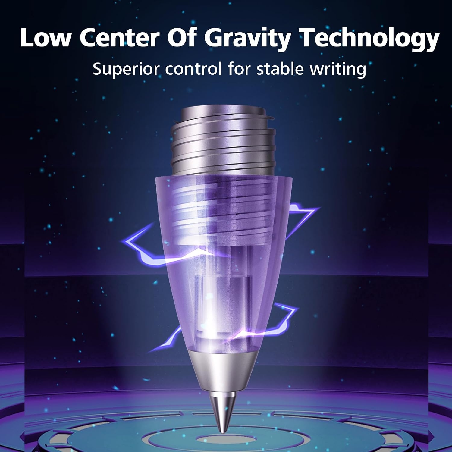 image:imageWRITECH Retractable Gel Ink Pens Low Center of Gravity 07mm Multicolor Medium Point with Refills Silent Click No Smear Pen Black Blue Purple 3ct Up Gel FlashBlack