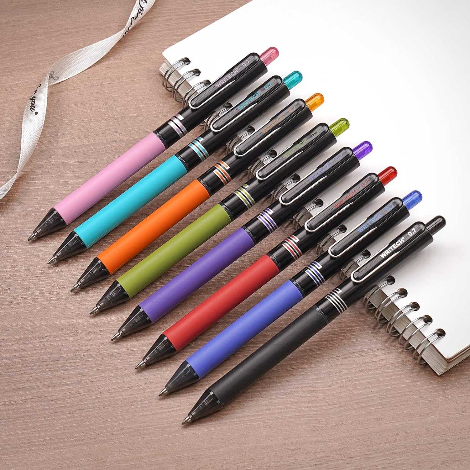 image:imageWRITECH Retractable Gel Ink Pens Multi Colored 07mm Medium Point Colorful Click Pen for Smooth Writing Journaling Drawing Notetaking No Bleed amp Smear amp Smudge 8ct Vibrant Assorted ColorsAMultiColor