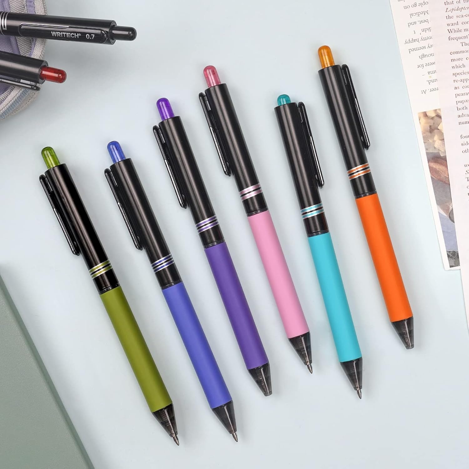image:imageWRITECH Retractable Gel Ink Pens Multi Colored 07mm Medium Point Colorful Click Pen for Smooth Writing Journaling Drawing Notetaking No Bleed amp Smear amp Smudge 8ct Vibrant Assorted ColorsAMultiColor