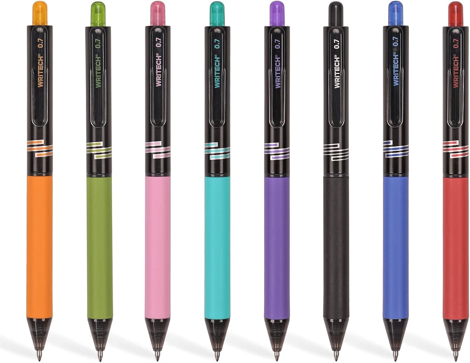 image:imageWRITECH Retractable Gel Ink Pens Multi Colored 07mm Medium Point Colorful Click Pen for Smooth Writing Journaling Drawing Notetaking No Bleed amp Smear amp Smudge 8ct Vibrant Assorted ColorsAMultiColor