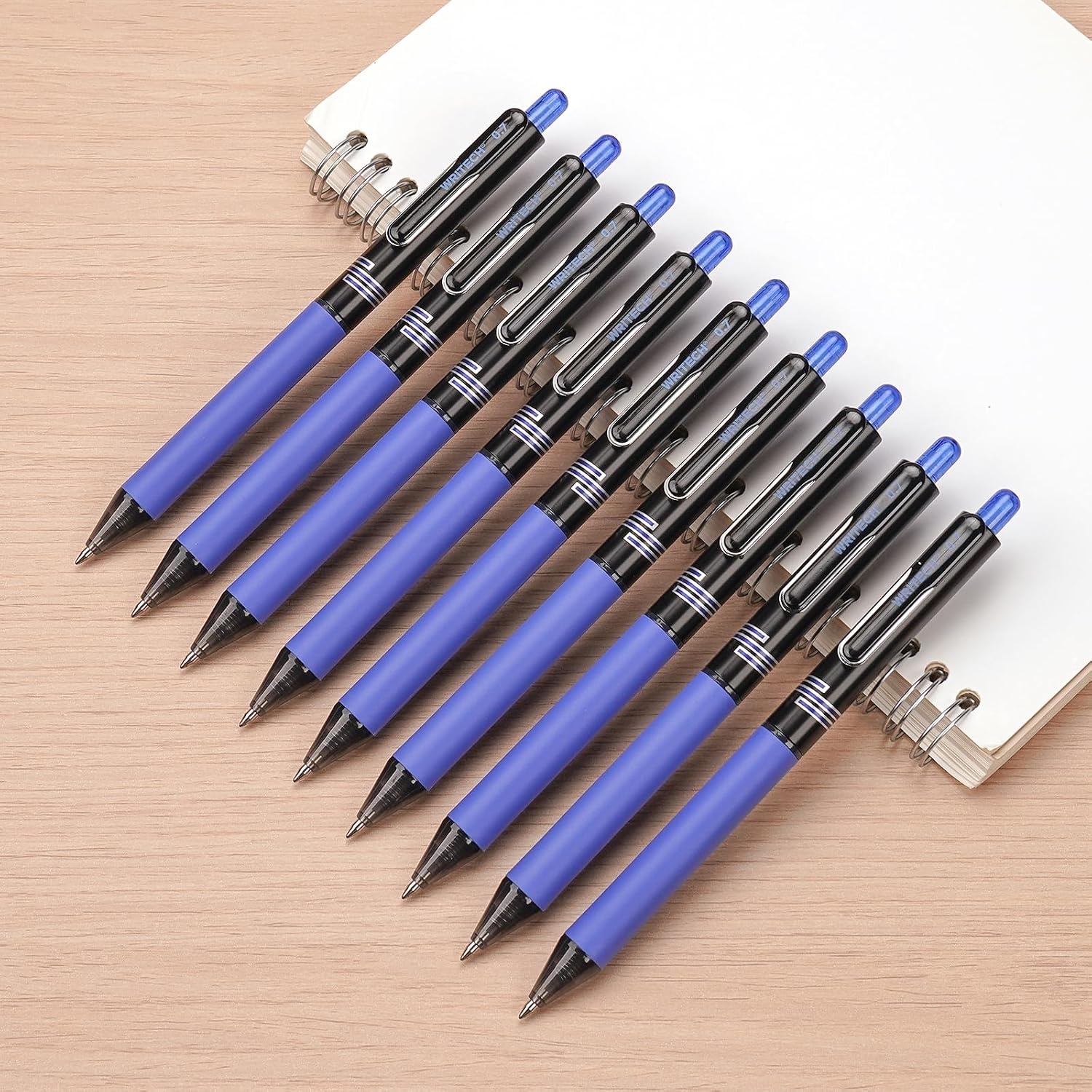 image:imageWRITECH Retractable Gel Ink Pens Multi Colored 07mm Medium Point Colorful Click Pen for Smooth Writing Journaling Drawing Notetaking No Bleed amp Smear amp Smudge 8ct Vibrant Assorted ColorsBlue