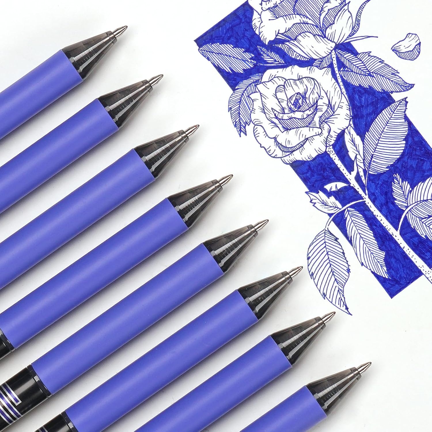 image:imageWRITECH Retractable Gel Ink Pens Multi Colored 07mm Medium Point Colorful Click Pen for Smooth Writing Journaling Drawing Notetaking No Bleed amp Smear amp Smudge 8ct Vibrant Assorted ColorsBlue