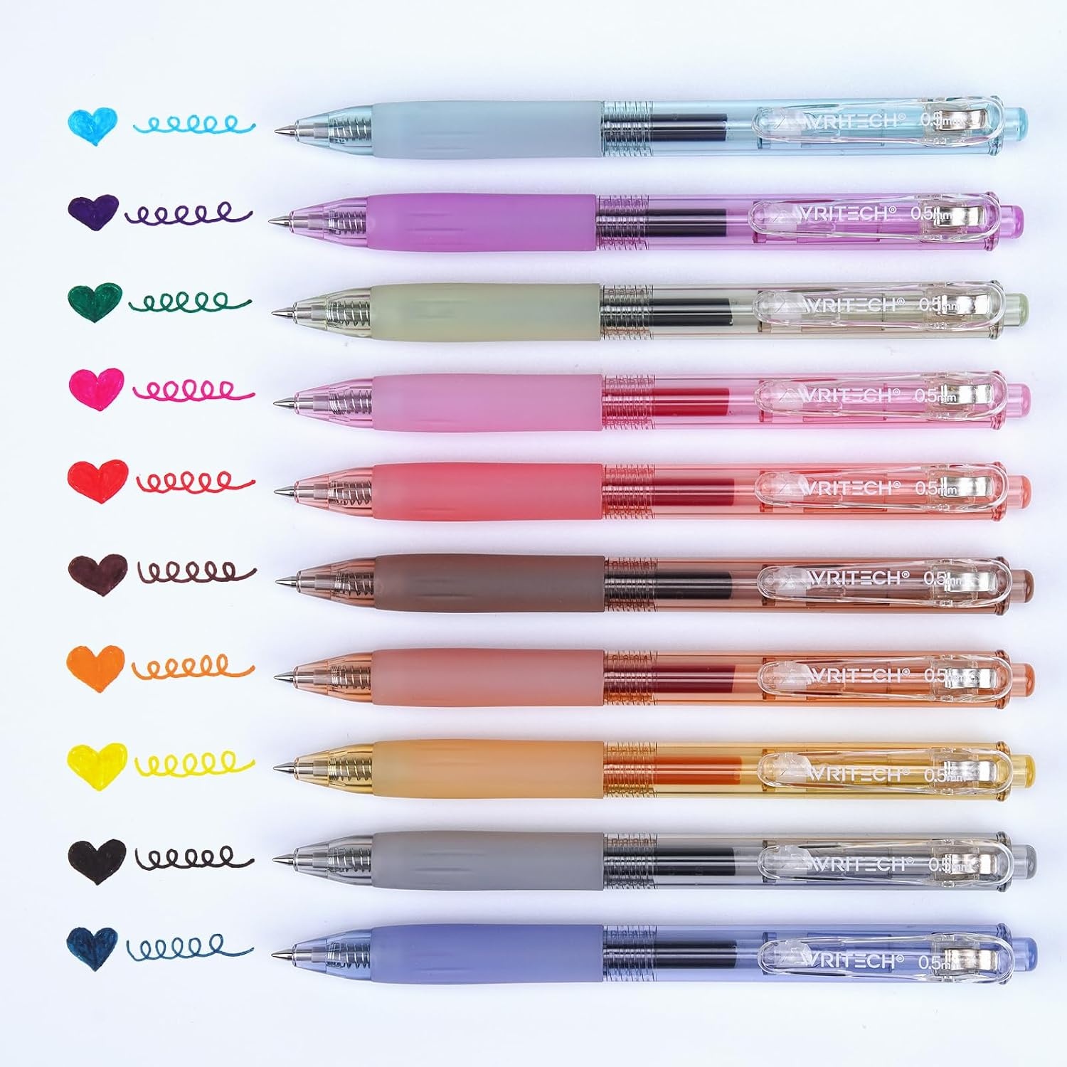 image:imageWRITECH Retractable Gel Pens Quick Dry Ink Pens 05mm Bullet Multicolor For Journaling Drawing Doodling and Notetaking MulticolorM Bright2