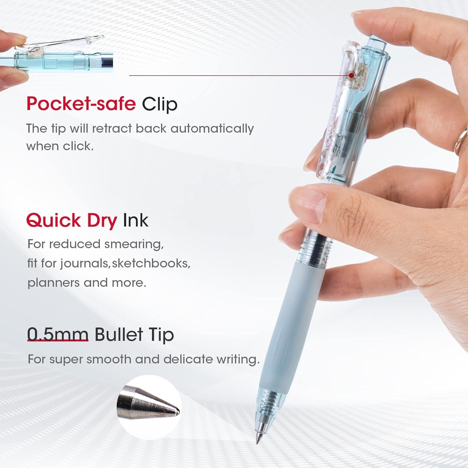 image:imageWRITECH Retractable Gel Pens Quick Dry Ink Pens 05mm Bullet Multicolor For Journaling Drawing Doodling and Notetaking MulticolorM Bright2