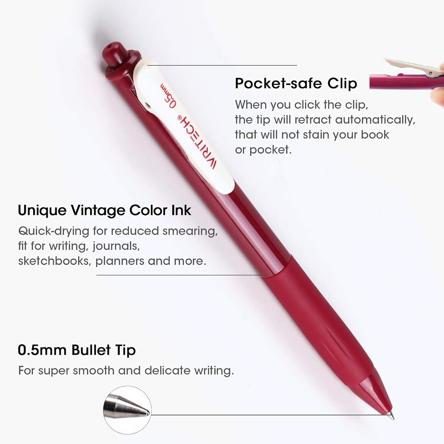 image:imageWRITECH Retractable Gel Pens Quick Dry Ink Pens 05mm Bullet Multicolor For Journaling Drawing Doodling and Notetaking MulticolorM Vintage1