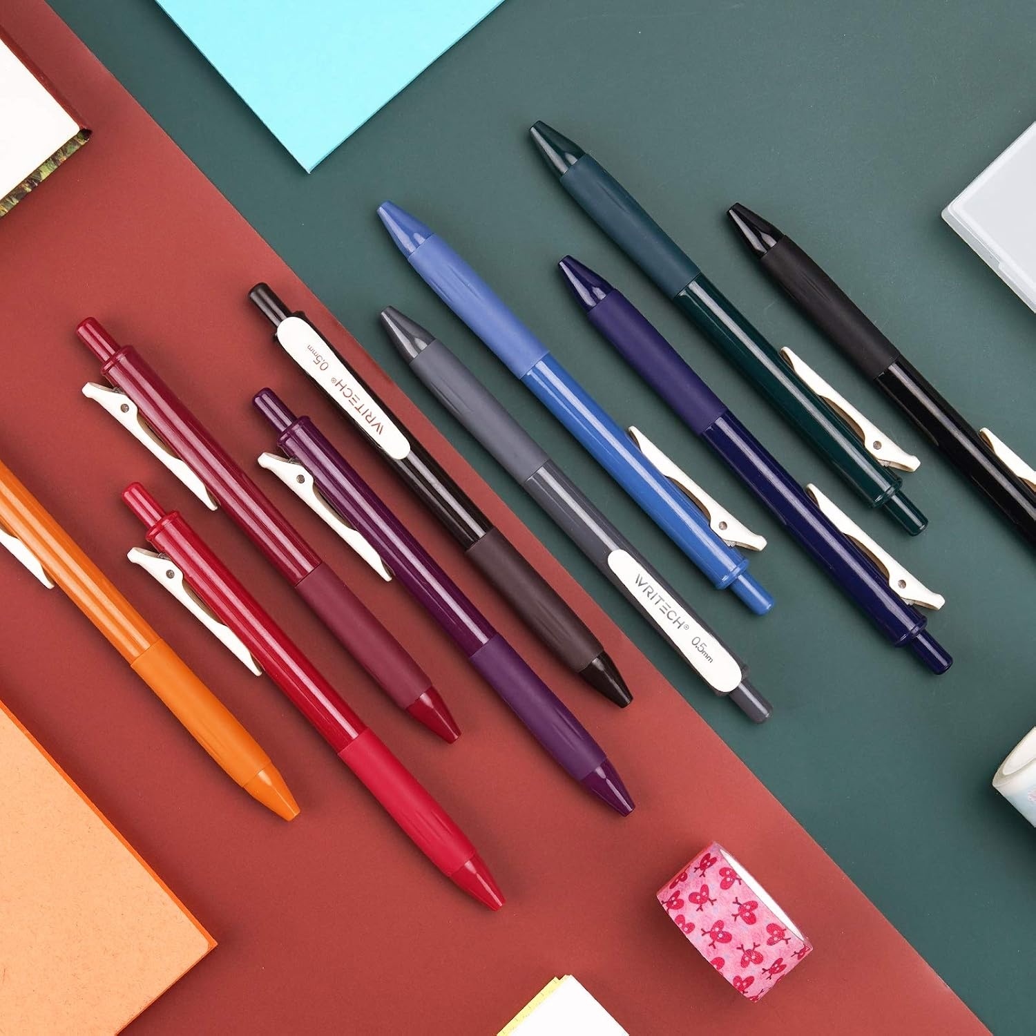 image:imageWRITECH Retractable Gel Pens Quick Dry Ink Pens 05mm Bullet Multicolor For Journaling Drawing Doodling and Notetaking MulticolorM Vintage1