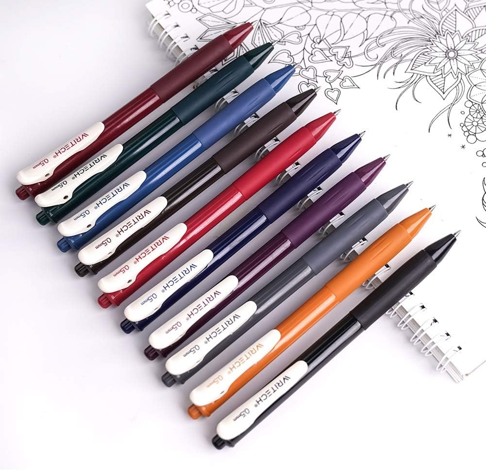 image:imageWRITECH Retractable Gel Pens Quick Dry Ink Pens 05mm Bullet Multicolor For Journaling Drawing Doodling and Notetaking MulticolorM Vintage1