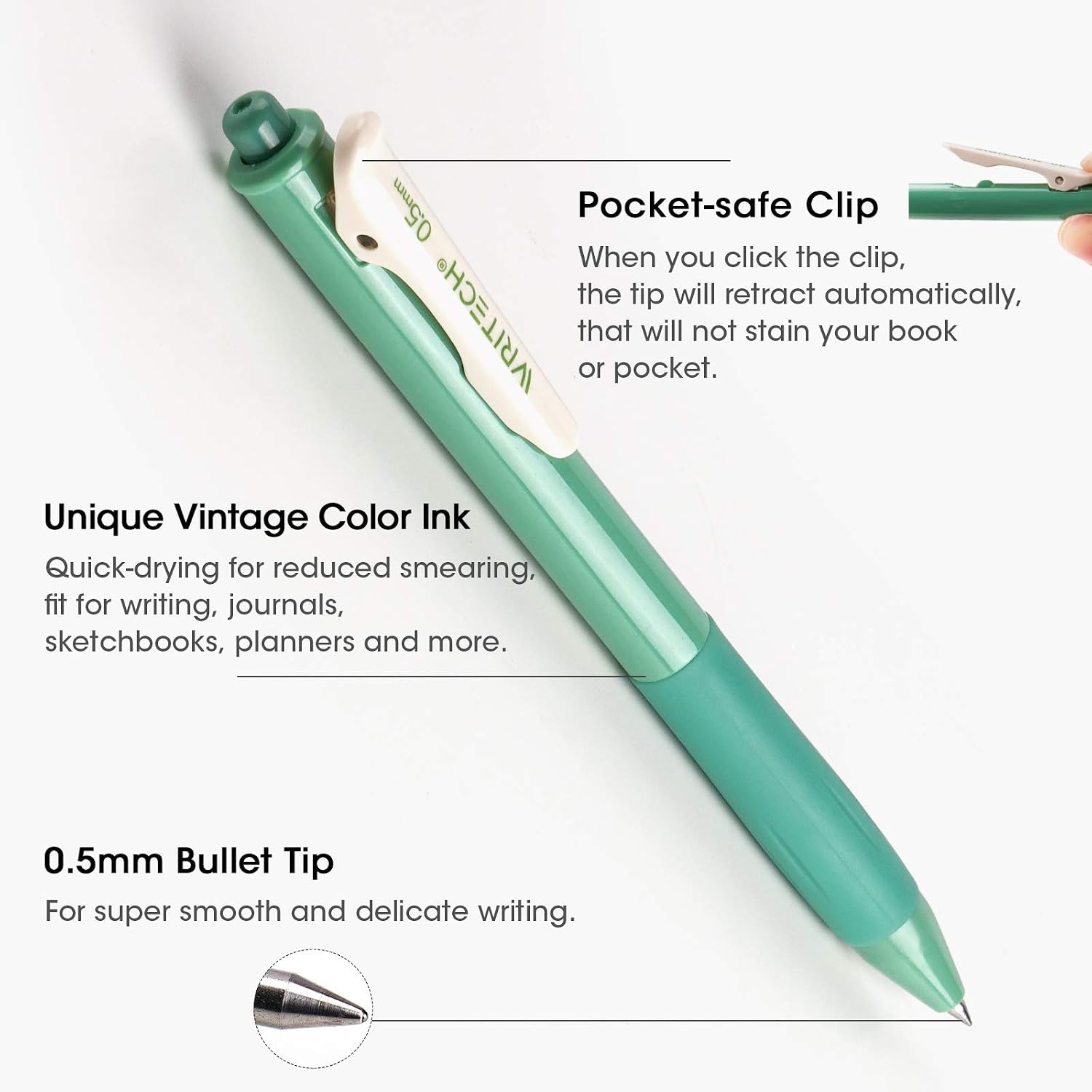 image:imageWRITECH Retractable Gel Pens Quick Dry Ink Pens 05mm Bullet Multicolor For Journaling Drawing Doodling and Notetaking MulticolorM Vintage2