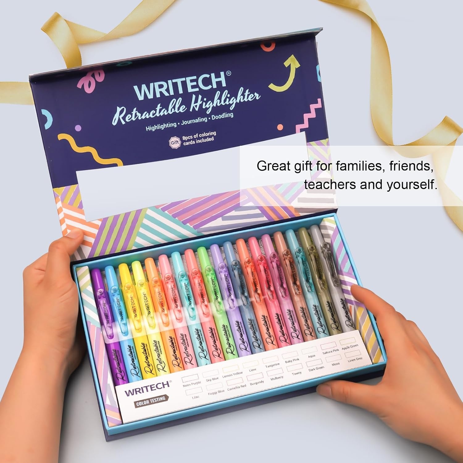 image:imageWRITECH Retractable Highlighters Assorted Colors Chisel Tip Click Aesthetic Highlighter Marker Pens Pack Multi Colored Ink No Bleed Smear for Highlighting Journaling 6ct VintageGift Set