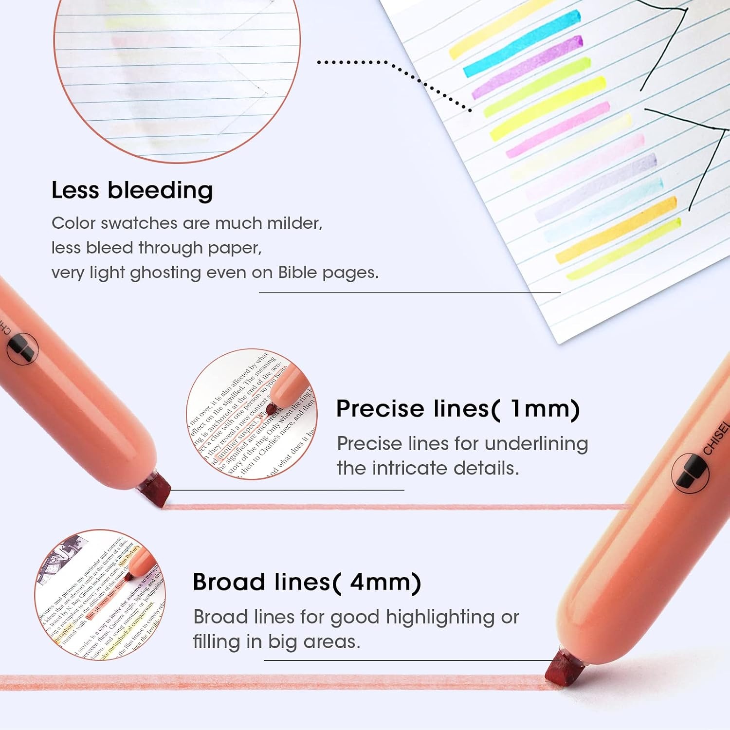 image:imageWRITECH Retractable Highlighters Assorted Colors Chisel Tip Click Aesthetic Highlighter Marker Pens Pack Multi Colored Ink No Bleed Smear for Highlighting Journaling 6ct VintageMild