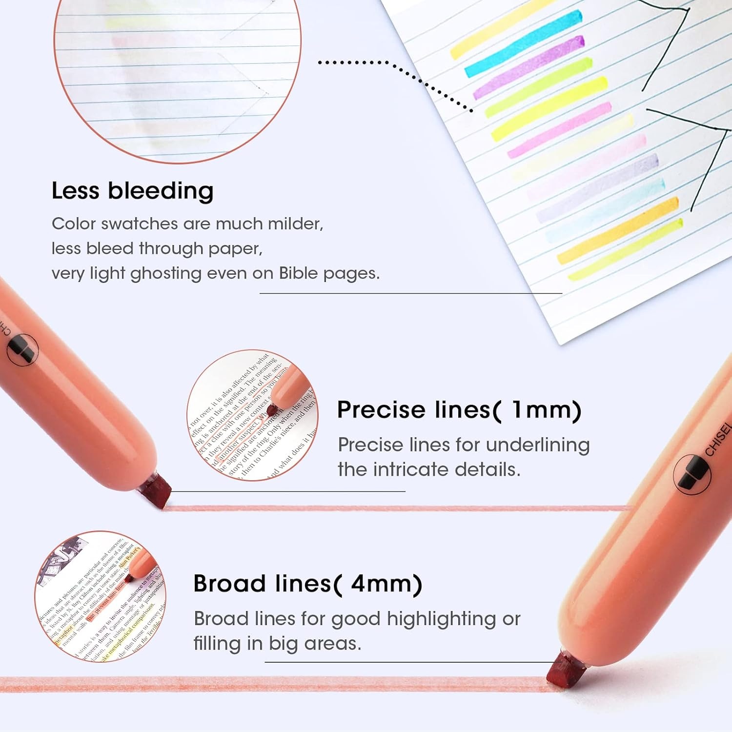 image:imageWRITECH Retractable Highlighters Assorted Colors Chisel Tip Click Aesthetic Highlighter Marker Pens Pack Multi Colored Ink No Bleed Smear for Highlighting Journaling 6ct VintageVintage