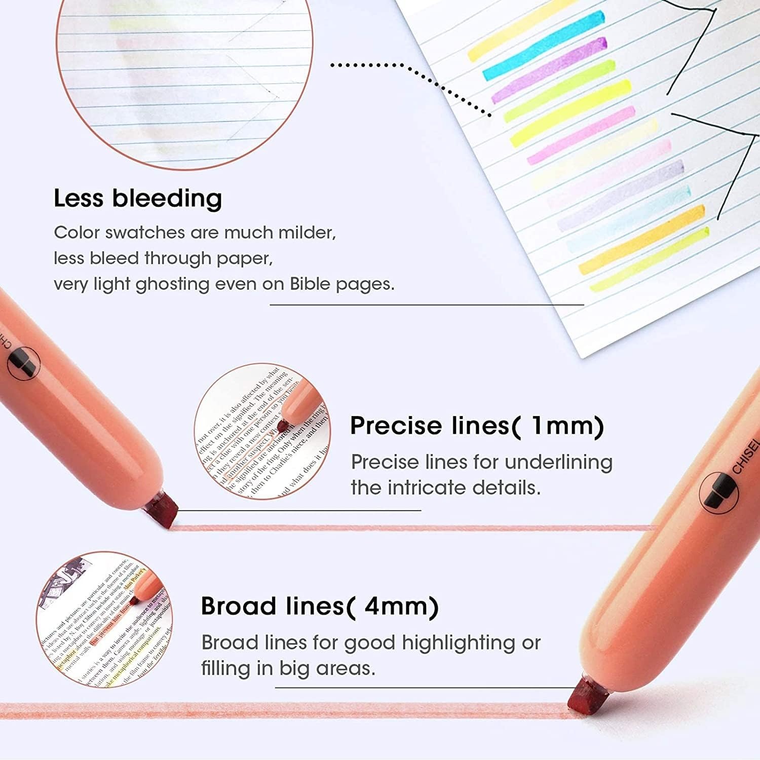 image:imageWRITECH Retractable Highlighters Assorted Colors Chisel Tip Click Aesthetic Highlighter Marker Pens Pack Multi Colored Ink No Bleed Smear for Highlighting Journaling 6ct VintageGift Set