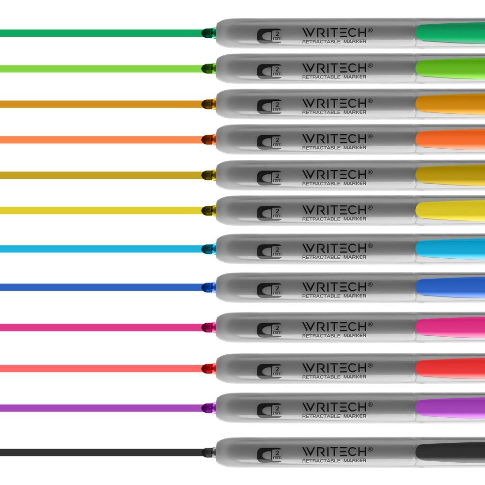 image:imageWRITECH Retractable Permanent Markers Assorted Fine Point Marker Pen12 Count
