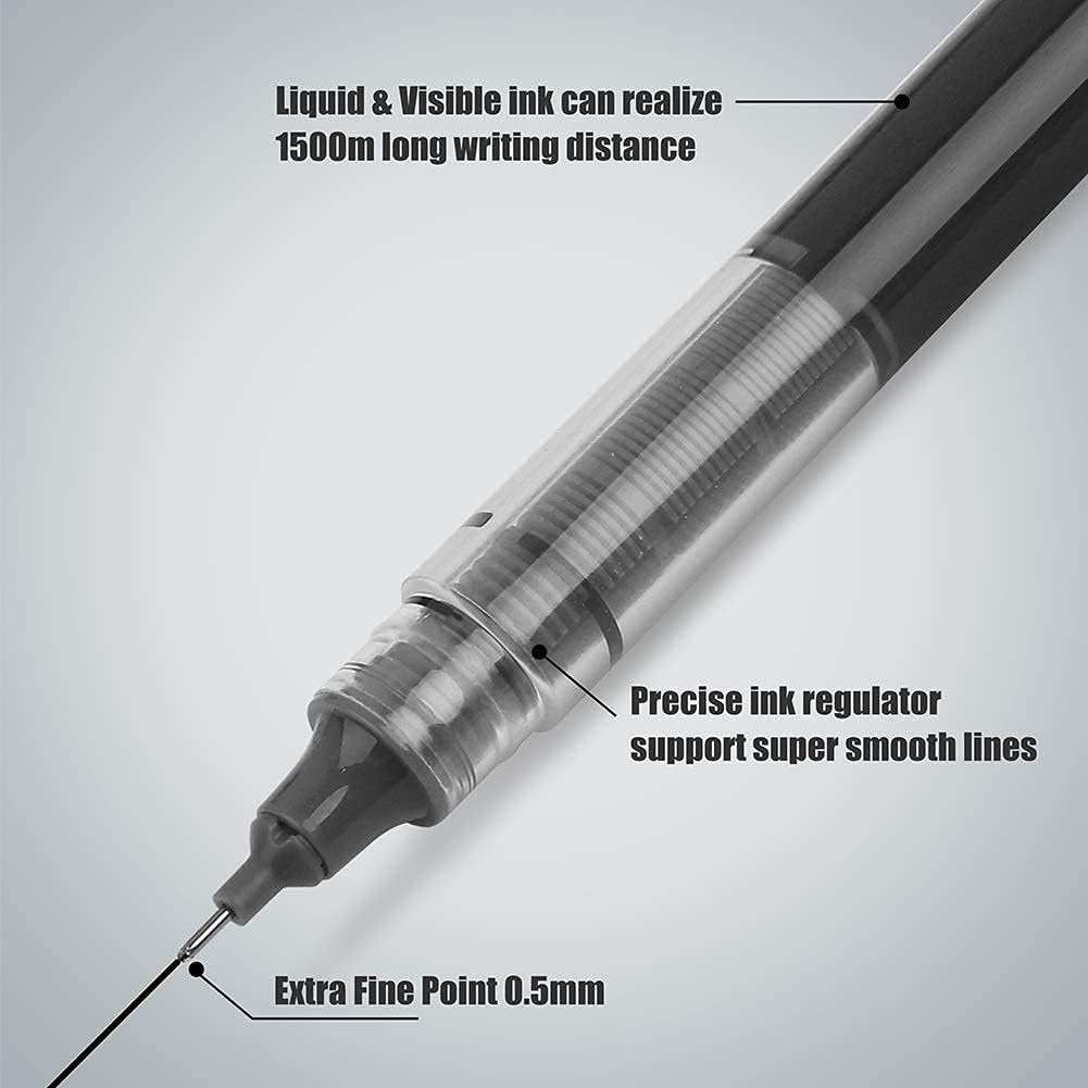 image:imageWRITECH Rolling Ball Pens Quick Dry Ink 05 mm Extra Fine Point Pens 10 Pcs Liquid Ink Pen Rollerball Pens Vintage Color10pack Black ink
