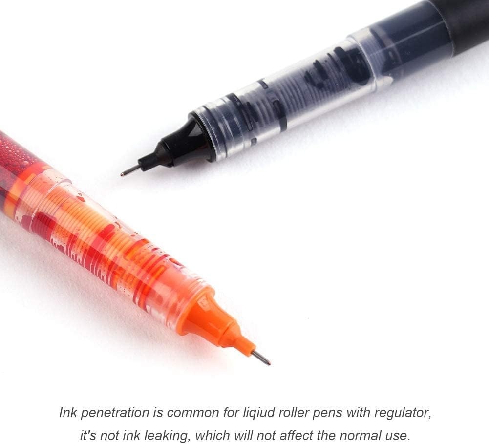 image:imageWRITECH Rolling Ball Pens Quick Dry Ink 05 mm Extra Fine Point Pens 10 Pcs Liquid Ink Pen Rollerball Pens Vintage Color10pack Black ink