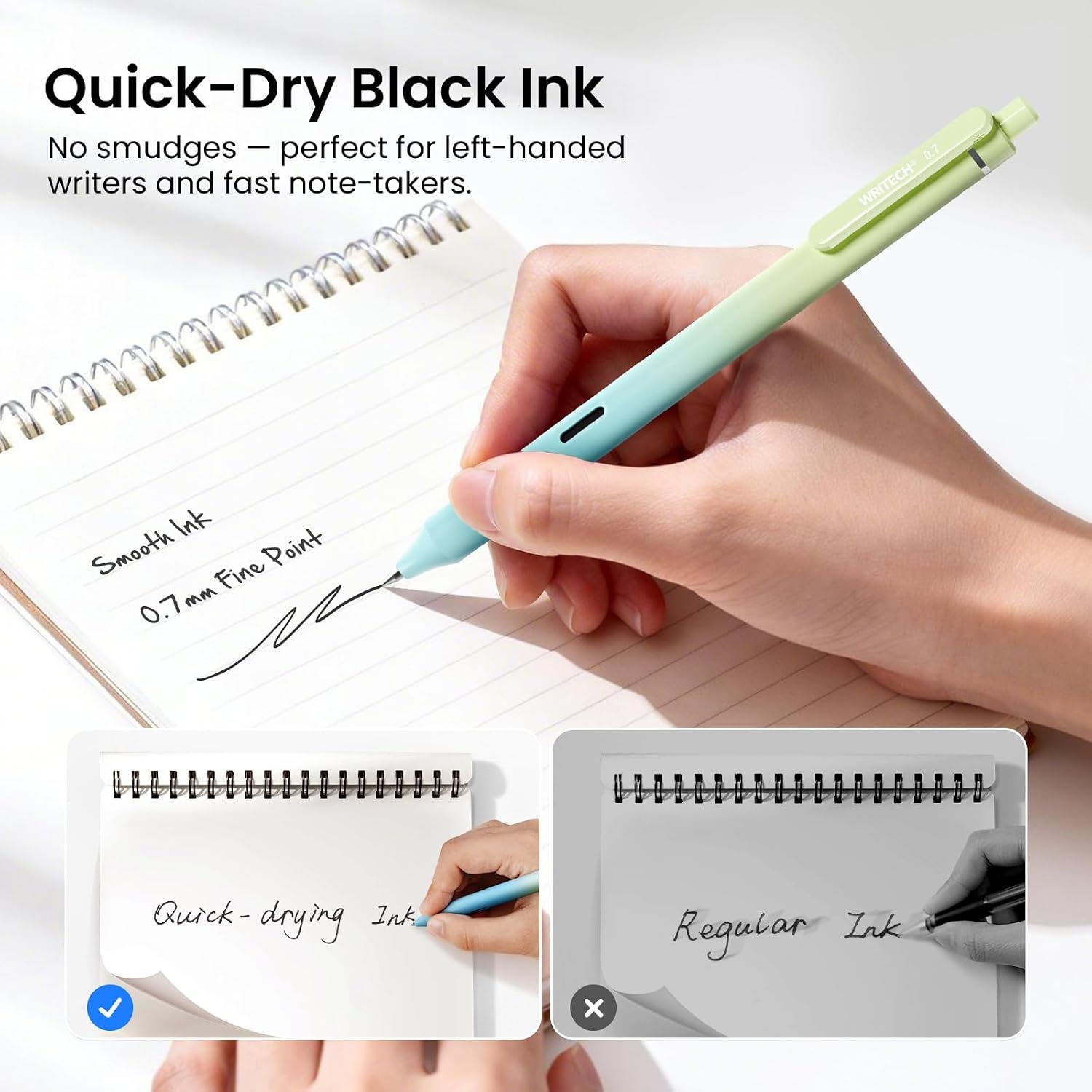 image:imageWritech Retractable Gel Ink Pens 8ct Black Ink 05mm Fine Point Tip Pen Comfort Grip Smooth Writing with Aesthetic Gradient Color Barrel for Journaling Note Taking Sketching No Bleed amp SmearMulticolor