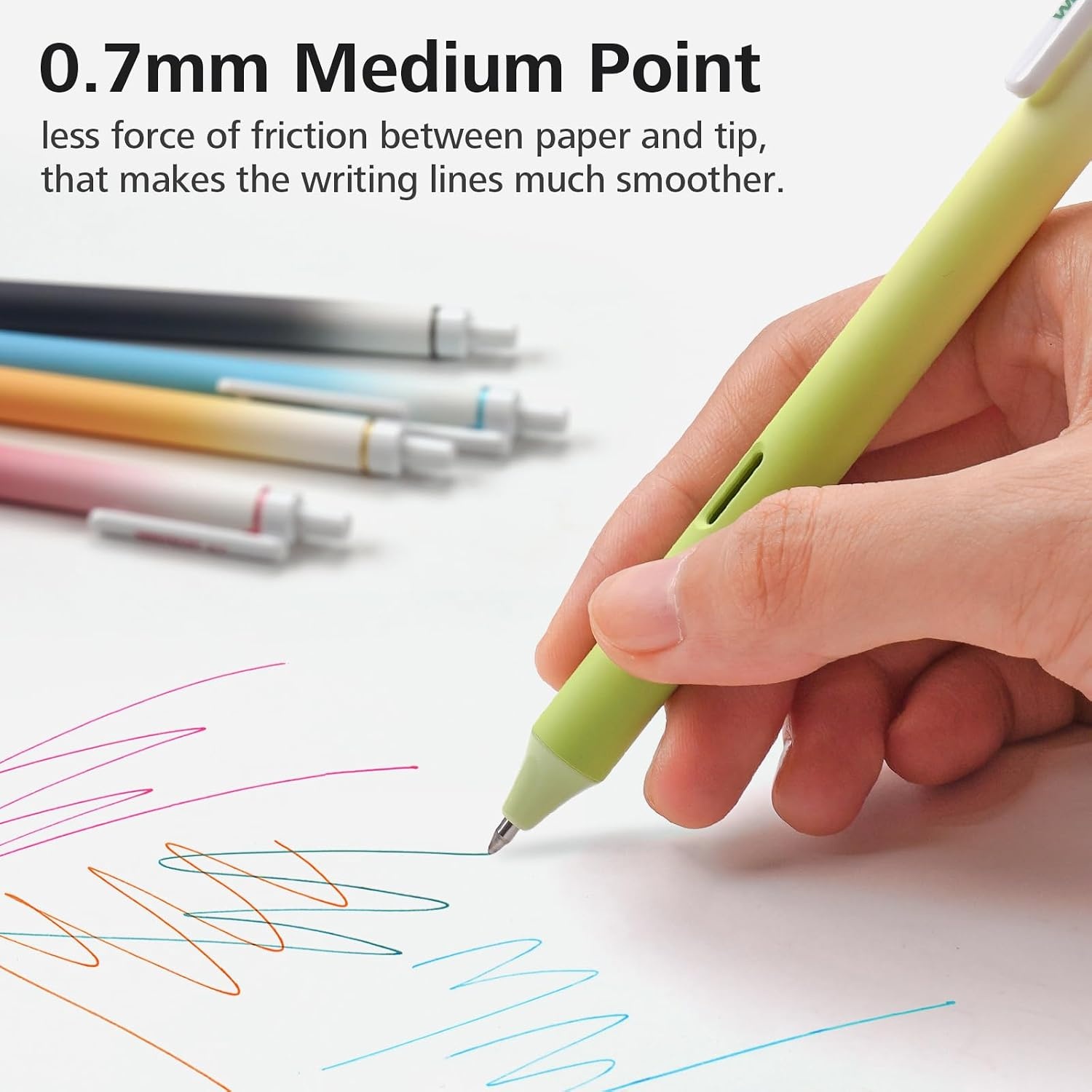 image:imageWritech Retractable Gel Ink Pens 8ct Black Ink 05mm Fine Point Tip Pen Comfort Grip Smooth Writing with Aesthetic Gradient Color Barrel for Journaling Note Taking Sketching No Bleed amp Smear8 Pcs Muliticolor Ink
