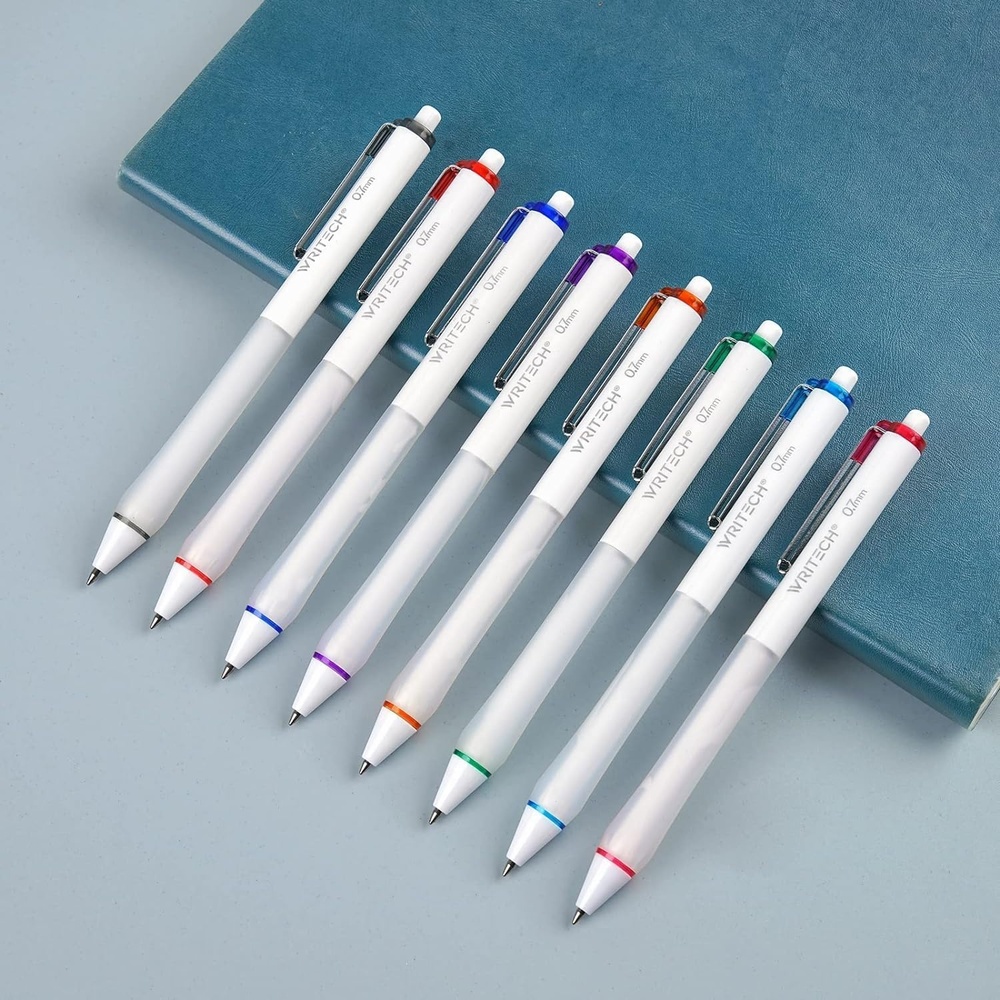 image:imageWRITECH Gel Ink Retractable Pens Assorted Colors Ink 07mm Medium Point Pen Set Smooth Writing Multi Colored No Bleed Pens Bulk for Journaling 8ctMulticolor