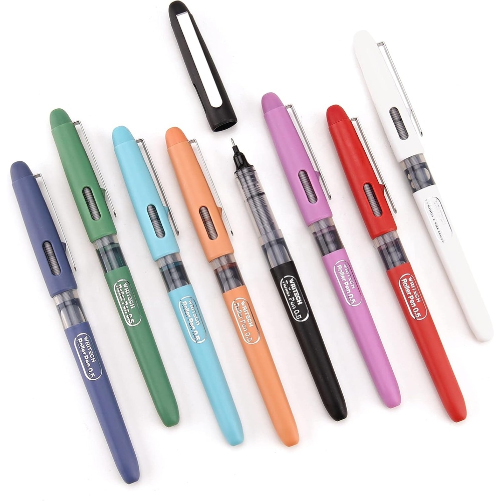 image:imageWRITECH Liquid Ink Rollerball 05mm Extra Fine Point Smooth Writing Quick Dry Roller Pens 8 Assorted Colors for Journaling Drawing amp Sketching VintageVintage