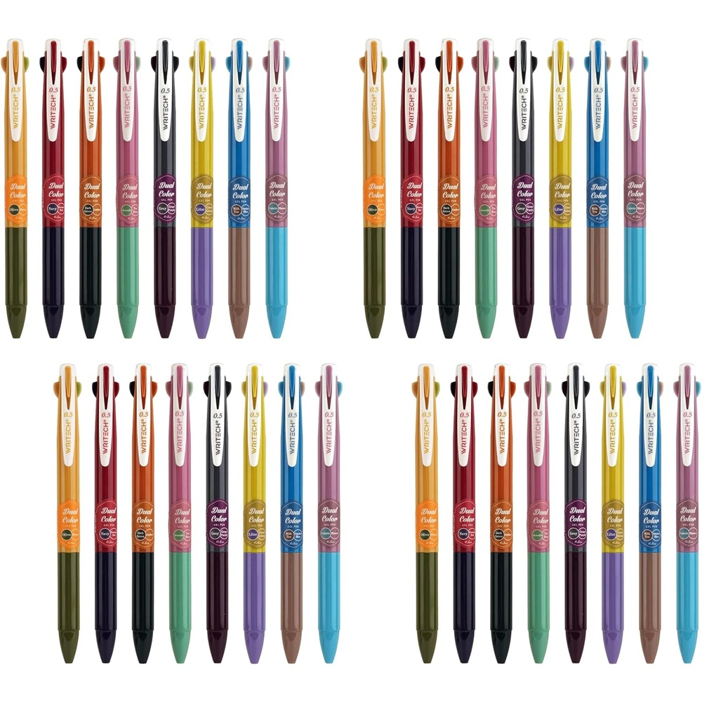 image:imageWRITECH Multi Colored Gel Pens 05mm 2 in 1 Assorted Color Ink Fine Point Tip Aesthetic Retractable Pen Smooth Writing No Bleed For Journaling Coloring Drawing 8ct8 piezas multicolor