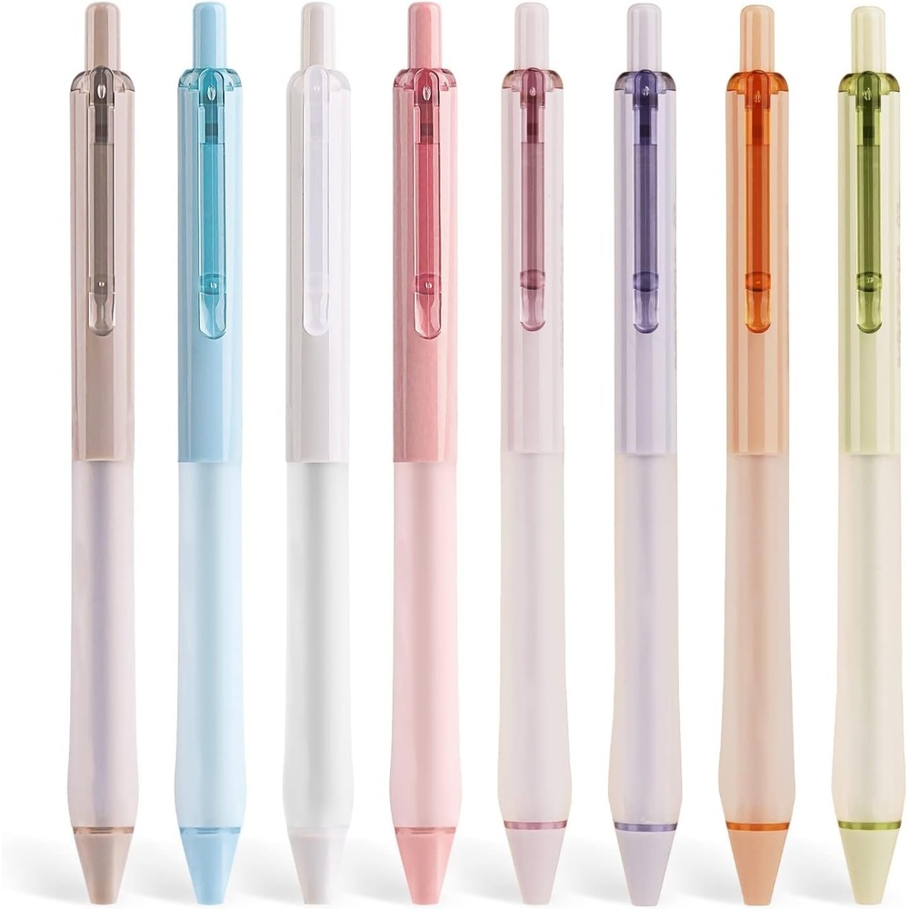 image:imageWRITECH Retractable Gel Ink Pens Fine Point 07mm Assorted Color Soft Grip 8ct No Bleed amp Smear Extra Smooth Writing Bullet Tip Colored Pen Set for Journaling ColoringBlack