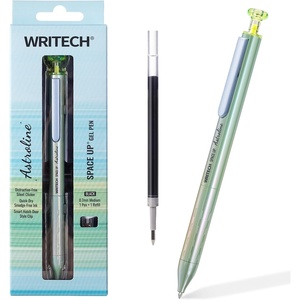 image:imageWRITECH Astroline Gel Pen 07mm Metal Barrel Fine Point Pen Black Ink 1ct with 1 Refill Retractable No Smear Silent Clicker Smooth Writing GreenGreen