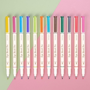 image:imageWRITECH Brush Tip Marker Pens Artist Markers Flexible Tip Water Based 12ct Assorted Colors for Journaling Adult Coloring Hand Lettering Calligraphy Drawing Vibrant ColoredVibrant
