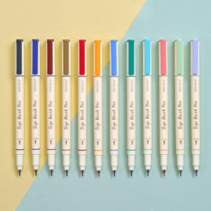image:imageWRITECH Brush Tip Marker Pens Artist Markers Flexible Tip Water Based 12ct Assorted Colors for Journaling Adult Coloring Hand Lettering Calligraphy Drawing Vibrant ColoredMulticolor