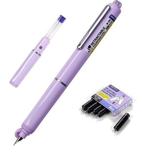 image:imageWRITECH Fountain Pen Fine Nib Retractable Black Ink Pens Set Includes 5 Ink Cartridges Smooth Writing for Calligraphy Sketching Journaling Gift PurplePurple Pen