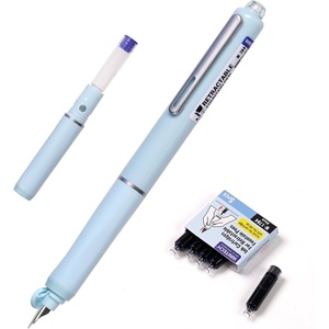 image:imageWRITECH Fountain Pen Fine Nib Retractable Black Ink Pens Set Includes 5 Ink Cartridges Smooth Writing for Calligraphy Sketching Journaling Gift PurpleBlue Pen