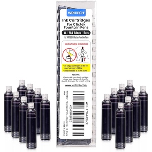 image:imageWRITECH Fountain Pen Fine Nib Retractable Black Ink Pens Set Includes 5 Ink Cartridges Smooth Writing for Calligraphy Sketching Journaling Gift Purple16ct Black Cartridges