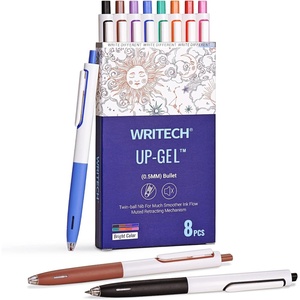 image:imageWRITECH Gel Pens Fine Point 05mm No Smear amp Smudge Black Ink Pen Click for Journaling Sketching Drawing Notetaking Retractable Extra Finepoint Smooth Writing Silent Pen Set Non Bleed 8ct UpGelMulticolor Ink
