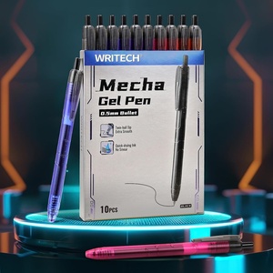 image:imageWRITECH Gel Pens Fine Point 05mm Retractable Black Ink Pen 10ct Quick Dry No Smear Smooth Writing Ultra Longlasting Ink for Journaling Mecha UpGel