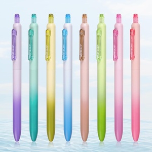 image:imageWRITECH Gel Pens Fine Point 05mm Retractable Multicolor Ink No Smear Gradient Color Aesthetic Pen Barrel 8ct for Journaling Notetaking Silent Click Colored Pen Set