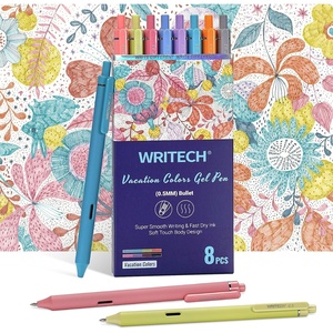 image:imageWRITECH Gel Pens Fine Point Retractable Pen 8ct Vintage Ink Colors 05mm Multi Colored for Smooth Writing Journaling Assorted Coloring Note Taking No Bleed amp Smear amp Smudge Vacation Set