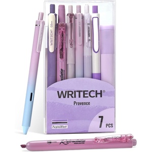 image:imageWRITECH Gel Pens Journaling Highlighters Journal Set Aesthetic Assorted Pastel Color Ink 05mm Fine Point Retractable 07mm Black Pen Smooth Writing Drawing No Bleed 7ct PurplePurple