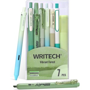 image:imageWRITECH Gel Pens Journaling Highlighters Journal Set Aesthetic Assorted Pastel Color Ink 05mm Fine Point Retractable 07mm Black Pen Smooth Writing Drawing No Bleed 7ct PurpleGreen