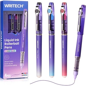 image:imageWRITECH Liquid Ink Rollerball Pens Multi Colored 05mm Extra Fine Point Tip Rolling Roller Ball Pen 8ct Assorted Colors for Journaling Smooth Writing Note Taking No Bleed amp Smudge amp SmearVivid Color 05mm 4 Pcs