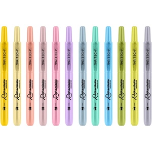 image:imageWRITECH Retractable Bible Highlighters Assorted Pastel Colors No Bleed Aesthetic Marker Pen Chisel Tip 12 PackBible Set