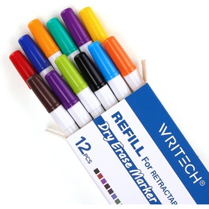 image:imageWRITECH Retractable Dry Erase Markers Fine Point Clickable Colored Ink Marker Low Odor Erasable Thin Tip Refillable Multicolor Whiteboard Marker Pen Set 6ct No Smear Bleed1 Count Pack of 12