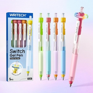 image:imageWRITECH Retractable Gel Ink Pens 05mm BlackInk Switch Between Silent and Clicky Soft Grip Fine Point Pen for Journaling Smooth Writing Quickdry No Bleed 10ctBlackB