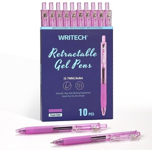 image:imageWRITECH Retractable Gel Ink Pens 07mm Medium Point RedInk Color Pen for Journaling Smooth Writing Fine Tip Quickdry Ink No Bleed Set 10ct
