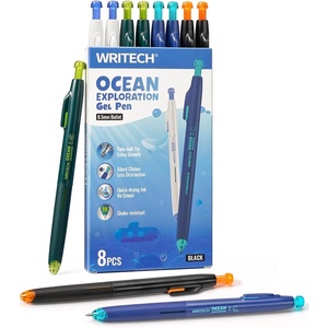 image:imageWRITECH Retractable Gel Ink Pens 8ct Black Ink 05mm Fine Point Tip Click Pen for Smooth Writing Journaling Note Taking Sketching No Smudge amp Smear